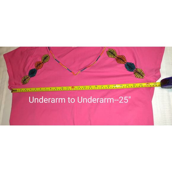Soft Surroundings Embroidered Tshirt Top Plus Size 3X Hot Pink Comfort Casual - Picture 12 of 13